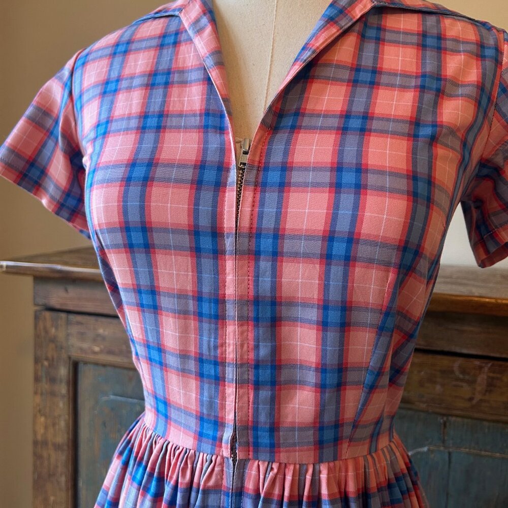 Bernie Dexter Pink and Blue Plaid Francis Dress - Picture 2 of 10